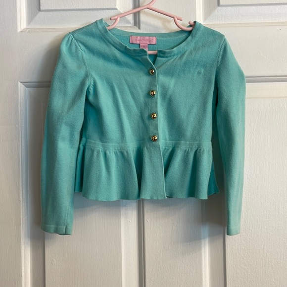 Lilly Pulitzer Other - Lilly Pulitzer girls cardigan in aqua size small (4-5)